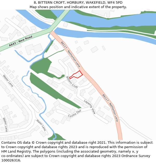 8, BITTERN CROFT, HORBURY, WAKEFIELD, WF4 5PD: Location map and indicative extent of plot