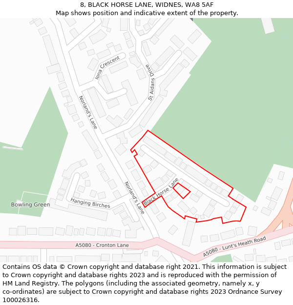 8, BLACK HORSE LANE, WIDNES, WA8 5AF: Location map and indicative extent of plot