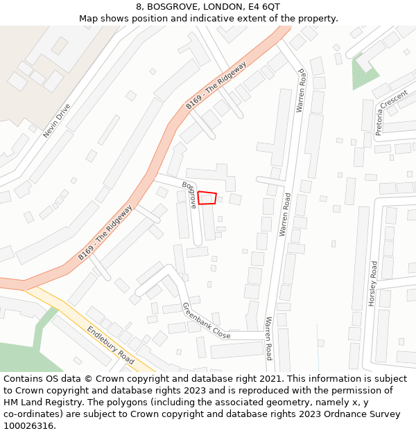 8, BOSGROVE, LONDON, E4 6QT: Location map and indicative extent of plot