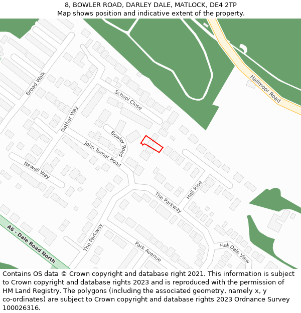 8, BOWLER ROAD, DARLEY DALE, MATLOCK, DE4 2TP: Location map and indicative extent of plot