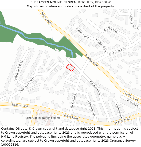 8, BRACKEN MOUNT, SILSDEN, KEIGHLEY, BD20 9LW: Location map and indicative extent of plot