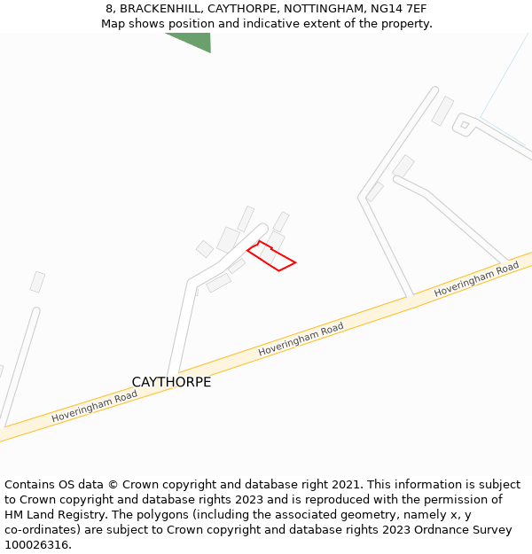8, BRACKENHILL, CAYTHORPE, NOTTINGHAM, NG14 7EF: Location map and indicative extent of plot