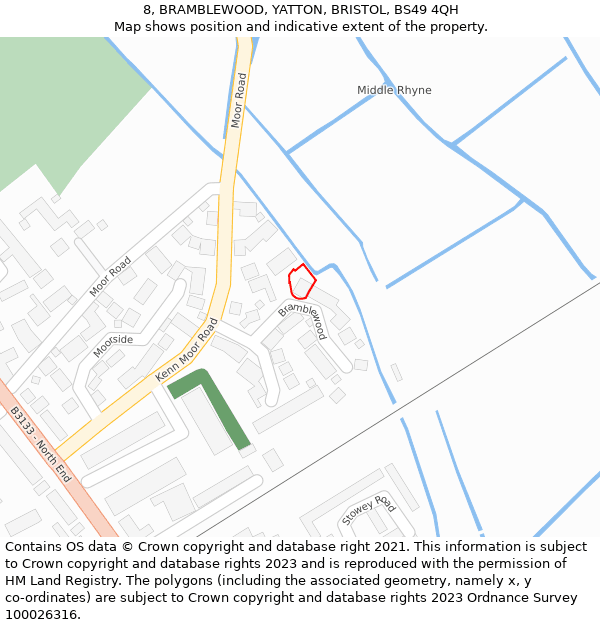 8, BRAMBLEWOOD, YATTON, BRISTOL, BS49 4QH: Location map and indicative extent of plot