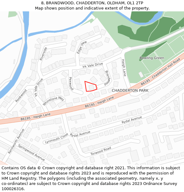 8, BRANDWOOD, CHADDERTON, OLDHAM, OL1 2TP: Location map and indicative extent of plot