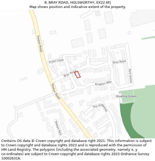 8, BRAY ROAD, HOLSWORTHY, EX22 6FJ: Location map and indicative extent of plot
