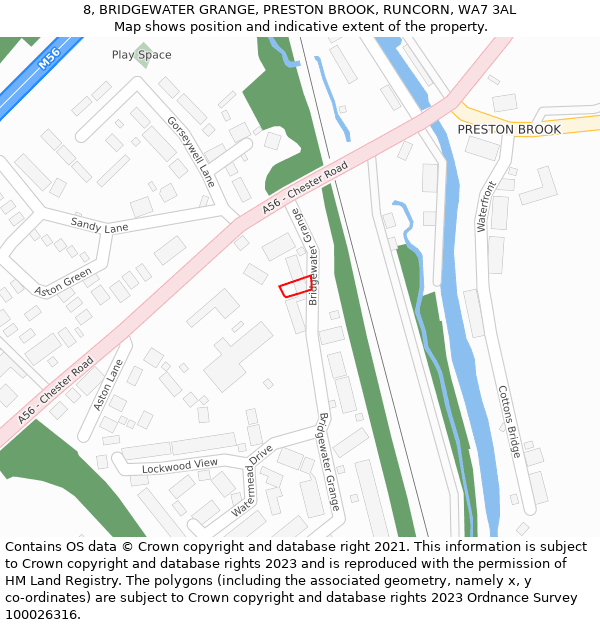 8, BRIDGEWATER GRANGE, PRESTON BROOK, RUNCORN, WA7 3AL: Location map and indicative extent of plot