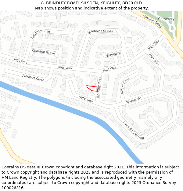 8, BRINDLEY ROAD, SILSDEN, KEIGHLEY, BD20 0LD: Location map and indicative extent of plot