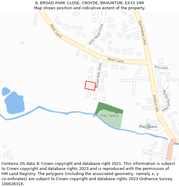 8, BROAD PARK CLOSE, CROYDE, BRAUNTON, EX33 1NR: Location map and indicative extent of plot