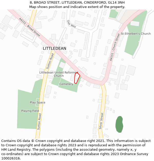 8, BROAD STREET, LITTLEDEAN, CINDERFORD, GL14 3NH: Location map and indicative extent of plot