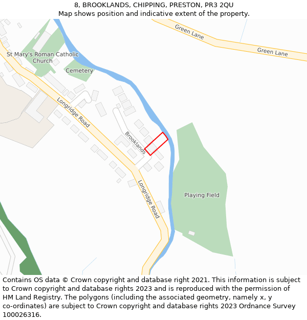 8, BROOKLANDS, CHIPPING, PRESTON, PR3 2QU: Location map and indicative extent of plot