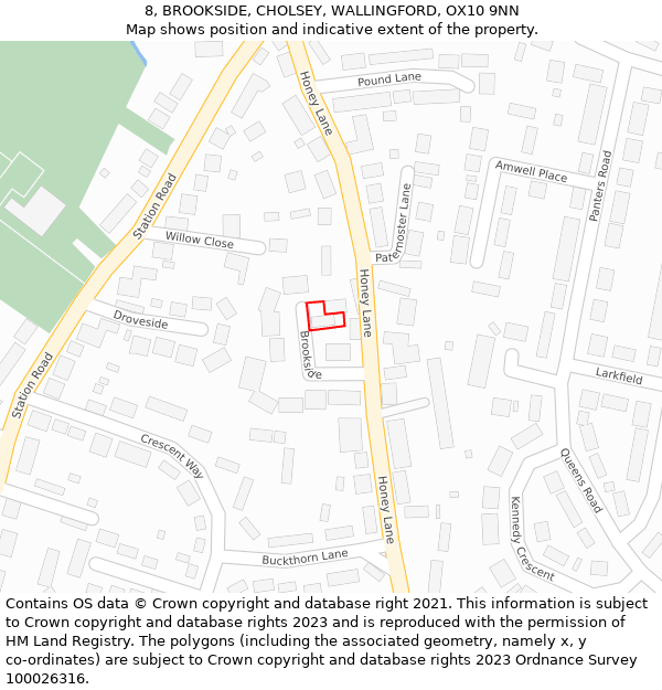 8, BROOKSIDE, CHOLSEY, WALLINGFORD, OX10 9NN: Location map and indicative extent of plot