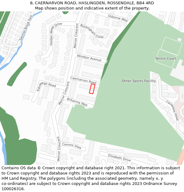 8, CAERNARVON ROAD, HASLINGDEN, ROSSENDALE, BB4 4RD: Location map and indicative extent of plot