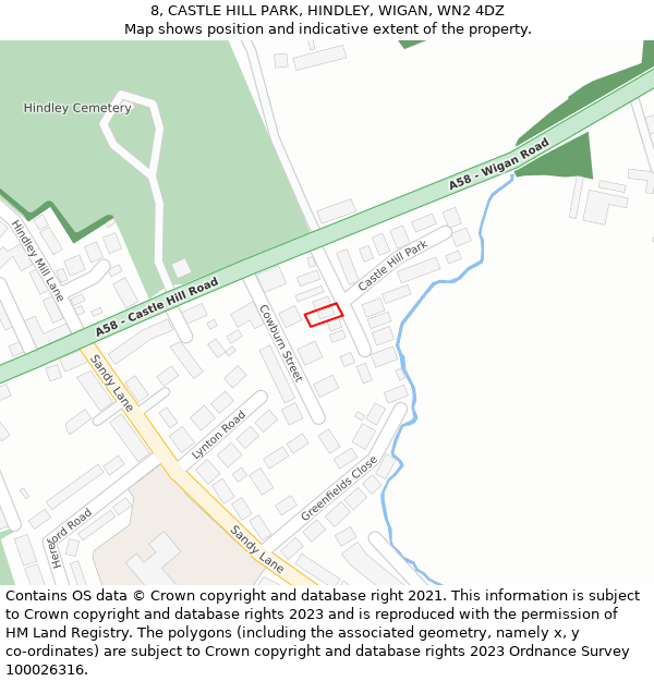 8, CASTLE HILL PARK, HINDLEY, WIGAN, WN2 4DZ: Location map and indicative extent of plot