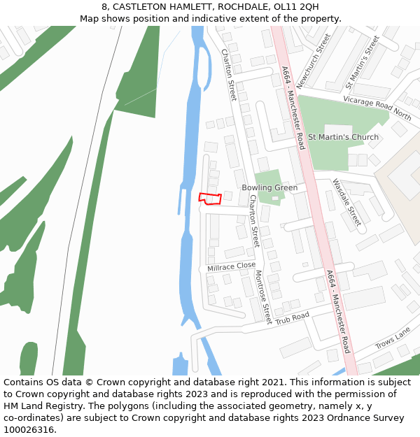 8, CASTLETON HAMLETT, ROCHDALE, OL11 2QH: Location map and indicative extent of plot