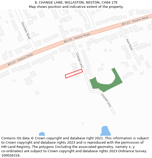 8, CHANGE LANE, WILLASTON, NESTON, CH64 1TE: Location map and indicative extent of plot