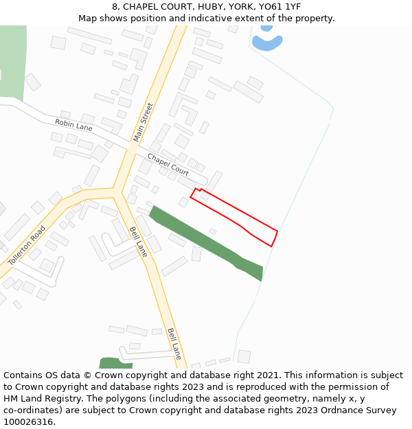 8, CHAPEL COURT, HUBY, YORK, YO61 1YF: Location map and indicative extent of plot