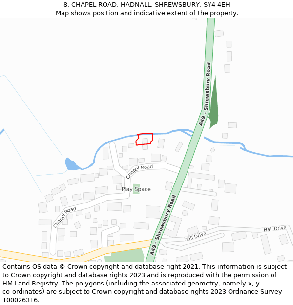 8, CHAPEL ROAD, HADNALL, SHREWSBURY, SY4 4EH: Location map and indicative extent of plot