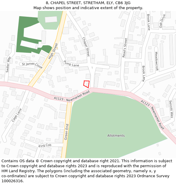 8, CHAPEL STREET, STRETHAM, ELY, CB6 3JG: Location map and indicative extent of plot