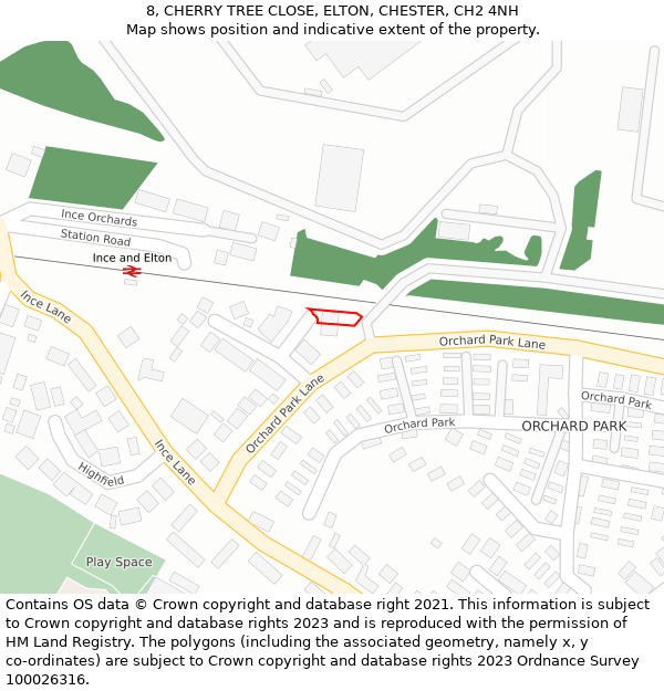 8, CHERRY TREE CLOSE, ELTON, CHESTER, CH2 4NH: Location map and indicative extent of plot