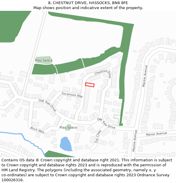 8, CHESTNUT DRIVE, HASSOCKS, BN6 8FE: Location map and indicative extent of plot