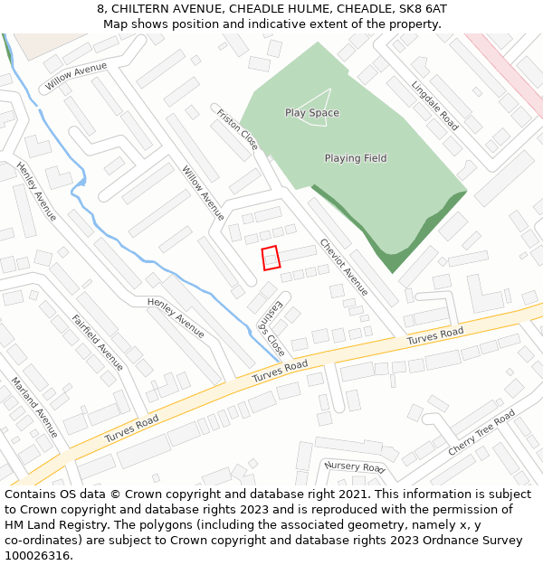 8, CHILTERN AVENUE, CHEADLE HULME, CHEADLE, SK8 6AT: Location map and indicative extent of plot