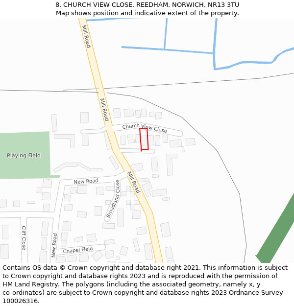 8, CHURCH VIEW CLOSE, REEDHAM, NORWICH, NR13 3TU: Location map and indicative extent of plot