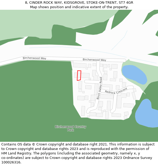 8, CINDER ROCK WAY, KIDSGROVE, STOKE-ON-TRENT, ST7 4GR: Location map and indicative extent of plot