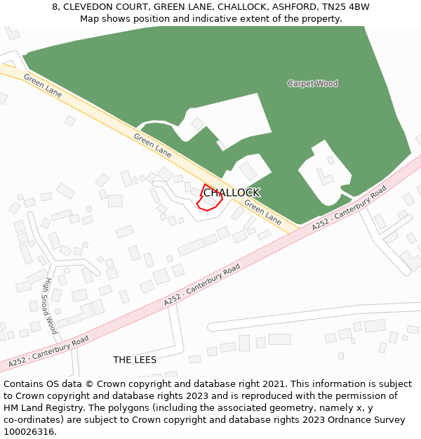 8, CLEVEDON COURT, GREEN LANE, CHALLOCK, ASHFORD, TN25 4BW: Location map and indicative extent of plot