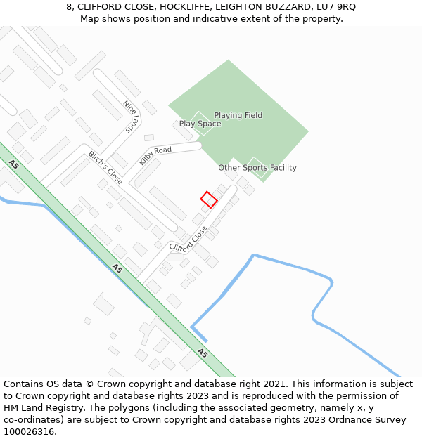 8, CLIFFORD CLOSE, HOCKLIFFE, LEIGHTON BUZZARD, LU7 9RQ: Location map and indicative extent of plot