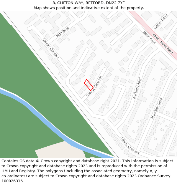 8, CLIFTON WAY, RETFORD, DN22 7YE: Location map and indicative extent of plot