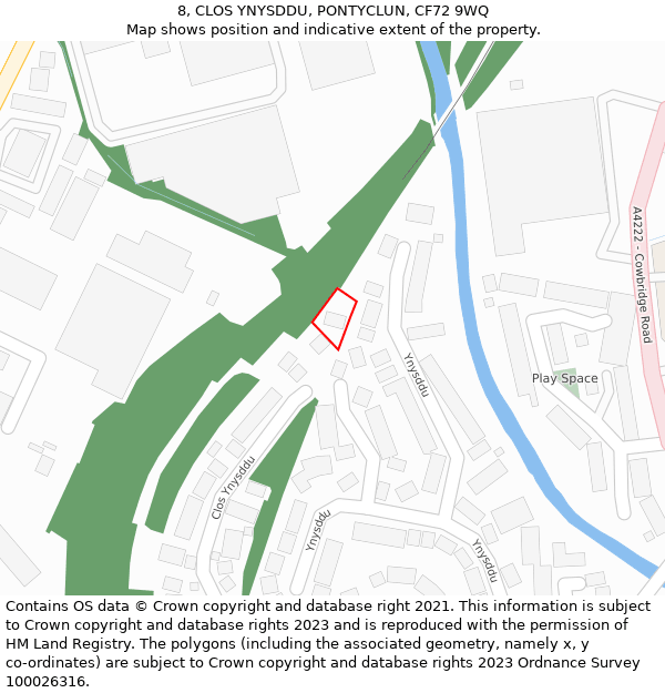 8, CLOS YNYSDDU, PONTYCLUN, CF72 9WQ: Location map and indicative extent of plot