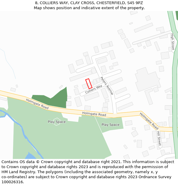 8, COLLIERS WAY, CLAY CROSS, CHESTERFIELD, S45 9PZ: Location map and indicative extent of plot