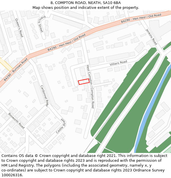 8, COMPTON ROAD, NEATH, SA10 6BA: Location map and indicative extent of plot