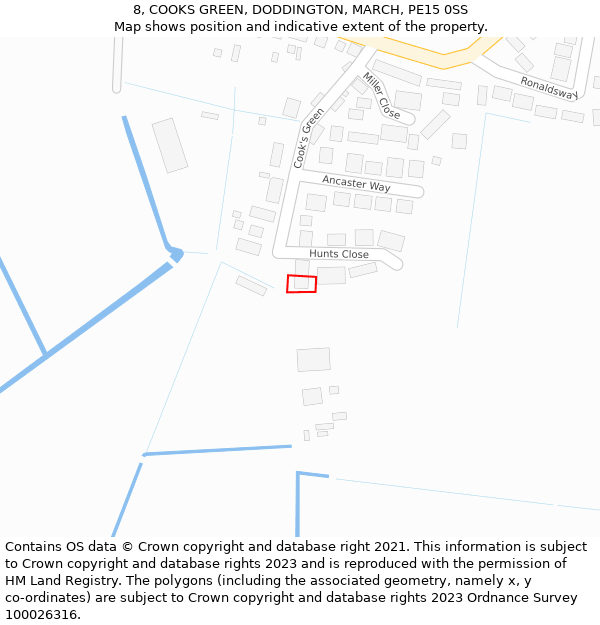 8, COOKS GREEN, DODDINGTON, MARCH, PE15 0SS: Location map and indicative extent of plot