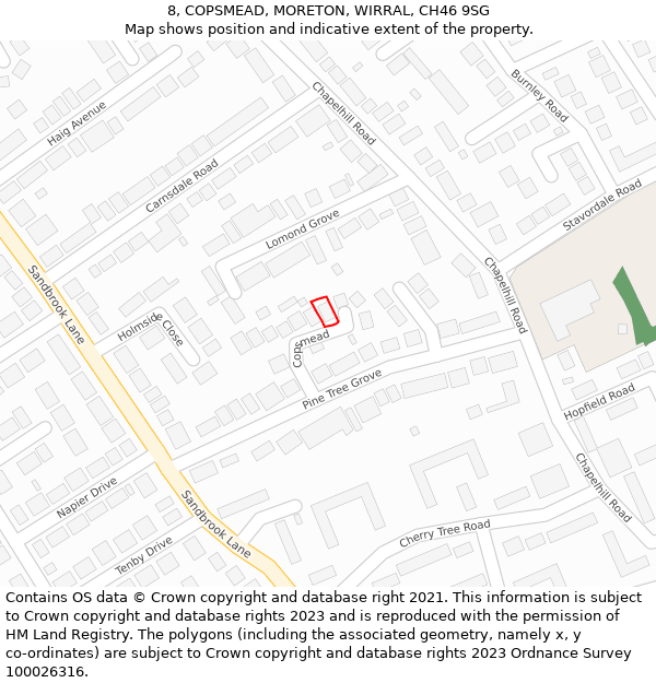 8, COPSMEAD, MORETON, WIRRAL, CH46 9SG: Location map and indicative extent of plot