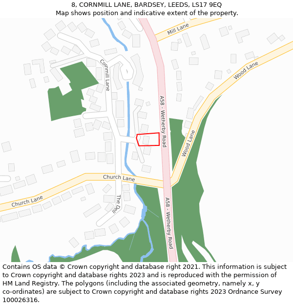8, CORNMILL LANE, BARDSEY, LEEDS, LS17 9EQ: Location map and indicative extent of plot