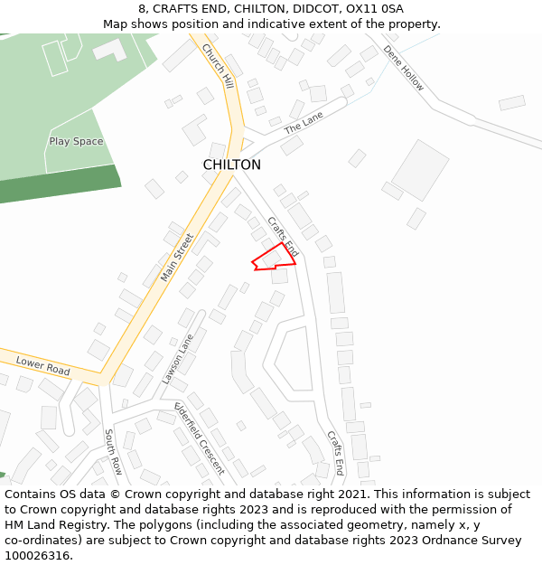 8, CRAFTS END, CHILTON, DIDCOT, OX11 0SA: Location map and indicative extent of plot