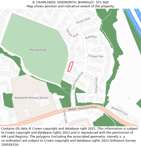 8, CRAMLANDS, DODWORTH, BARNSLEY, S75 3QZ: Location map and indicative extent of plot