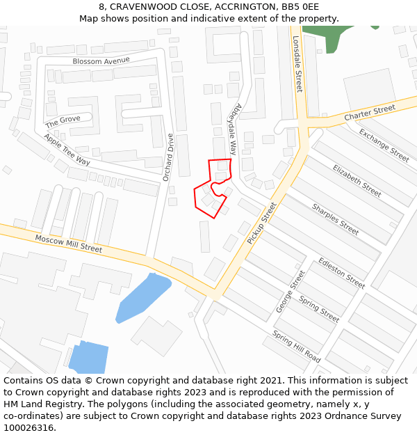8, CRAVENWOOD CLOSE, ACCRINGTON, BB5 0EE: Location map and indicative extent of plot