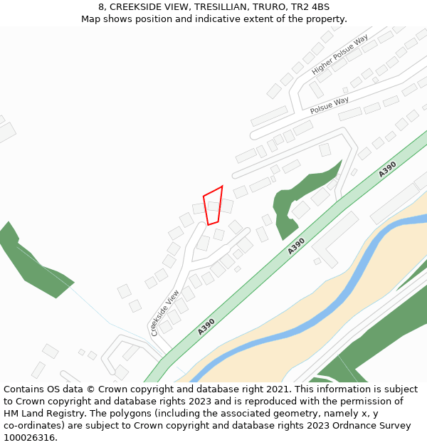 8, CREEKSIDE VIEW, TRESILLIAN, TRURO, TR2 4BS: Location map and indicative extent of plot