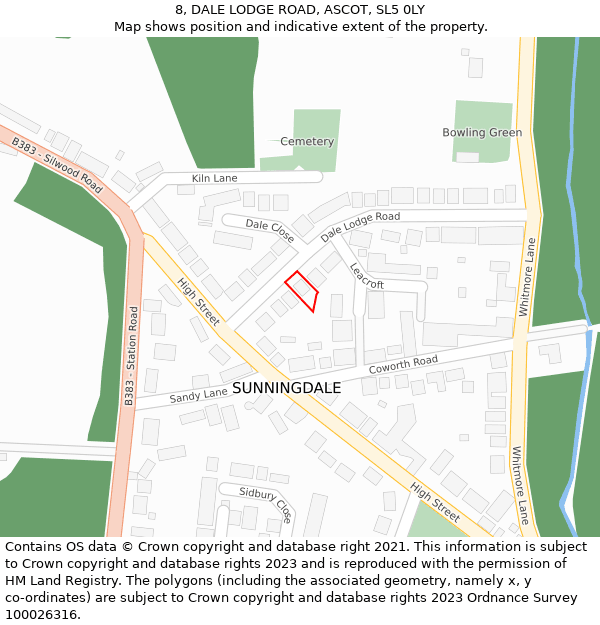 8, DALE LODGE ROAD, ASCOT, SL5 0LY: Location map and indicative extent of plot
