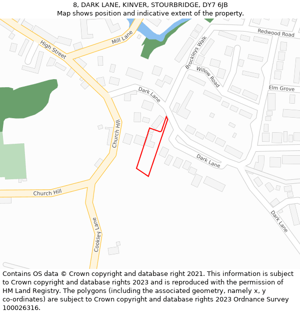 8, DARK LANE, KINVER, STOURBRIDGE, DY7 6JB: Location map and indicative extent of plot