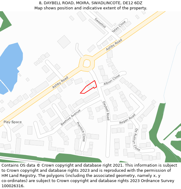 8, DAYBELL ROAD, MOIRA, SWADLINCOTE, DE12 6DZ: Location map and indicative extent of plot