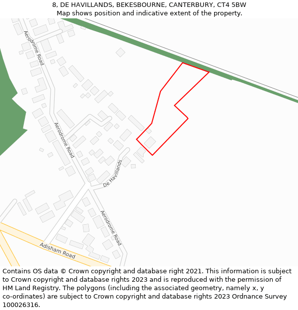 8, DE HAVILLANDS, BEKESBOURNE, CANTERBURY, CT4 5BW: Location map and indicative extent of plot