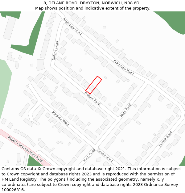 8, DELANE ROAD, DRAYTON, NORWICH, NR8 6DL: Location map and indicative extent of plot