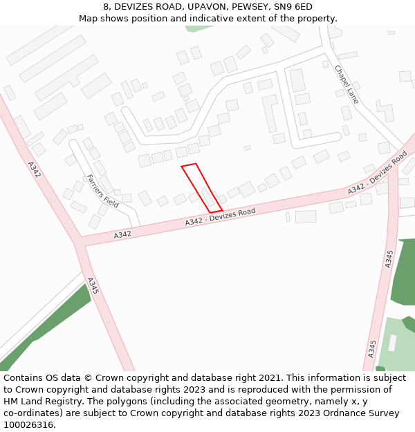8, DEVIZES ROAD, UPAVON, PEWSEY, SN9 6ED: Location map and indicative extent of plot