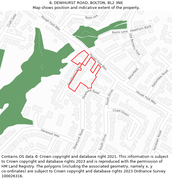 8, DEWHURST ROAD, BOLTON, BL2 3NE: Location map and indicative extent of plot