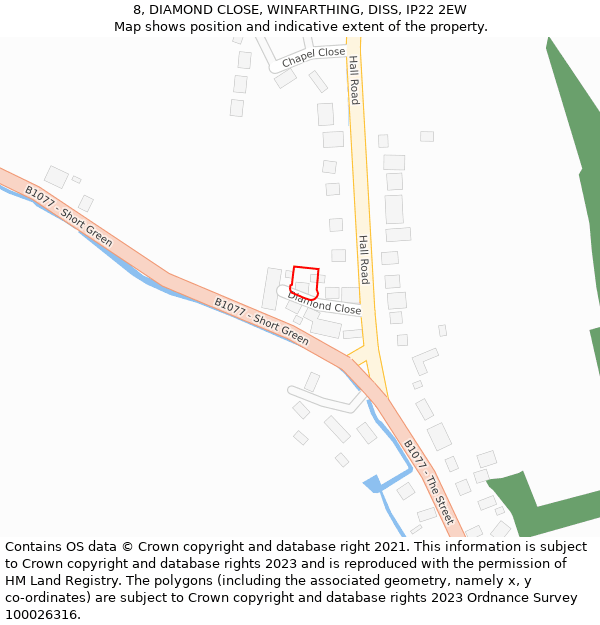 8, DIAMOND CLOSE, WINFARTHING, DISS, IP22 2EW: Location map and indicative extent of plot