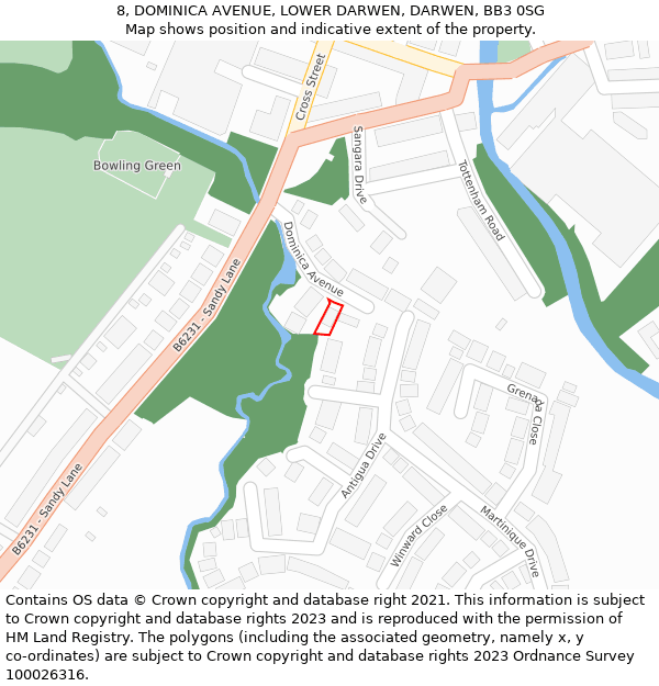 8, DOMINICA AVENUE, LOWER DARWEN, DARWEN, BB3 0SG: Location map and indicative extent of plot