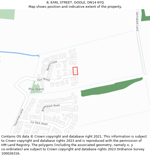 8, EARL STREET, GOOLE, DN14 6YQ: Location map and indicative extent of plot